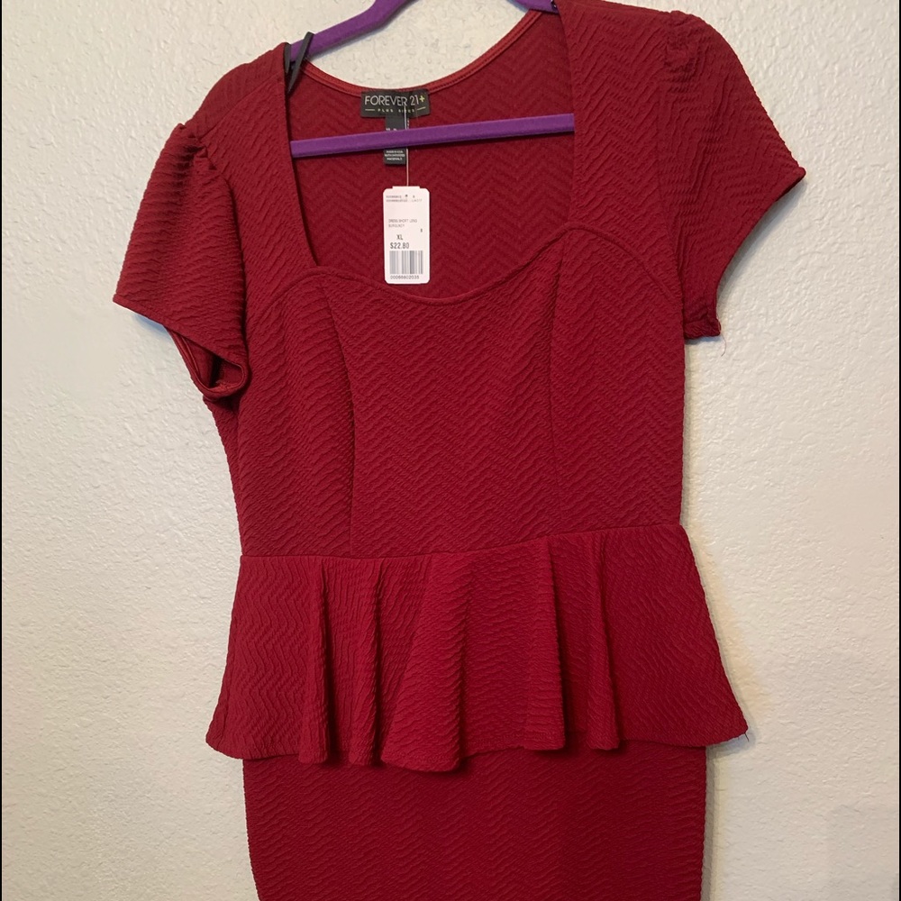 Burgundy peplum dress